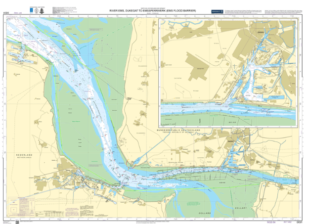 Duitse kaart 91 - River Ems, Dukegat to Emssperrwerk (Ems Flood Barrier)